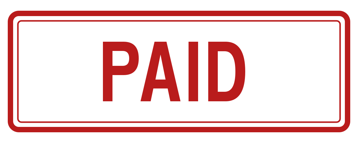 Red PAID stamp with a rectangular border and transparent background